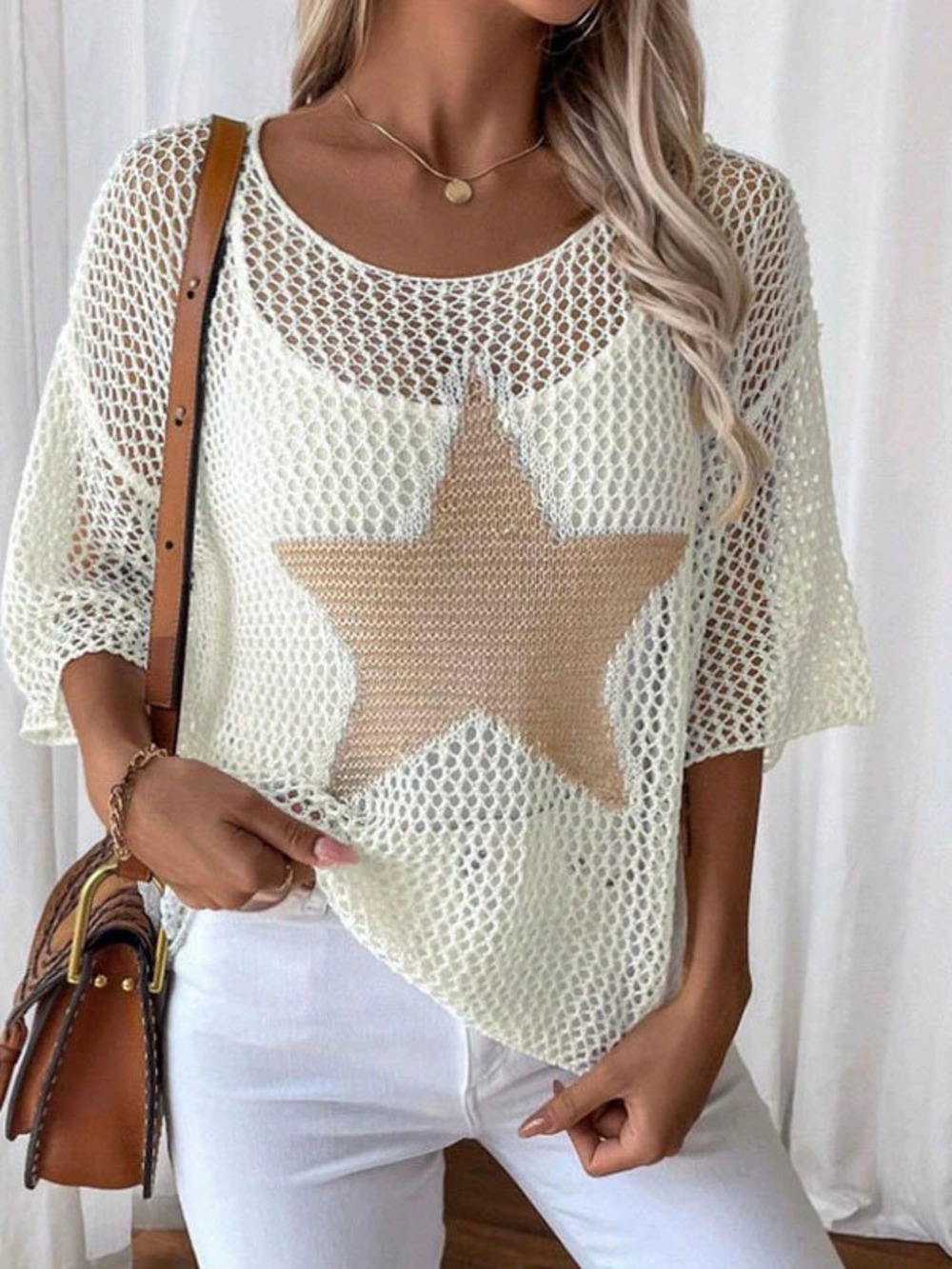 ZARA Summer New Star Embroidered Crochet Bikini Cover Up Sun Protection Women